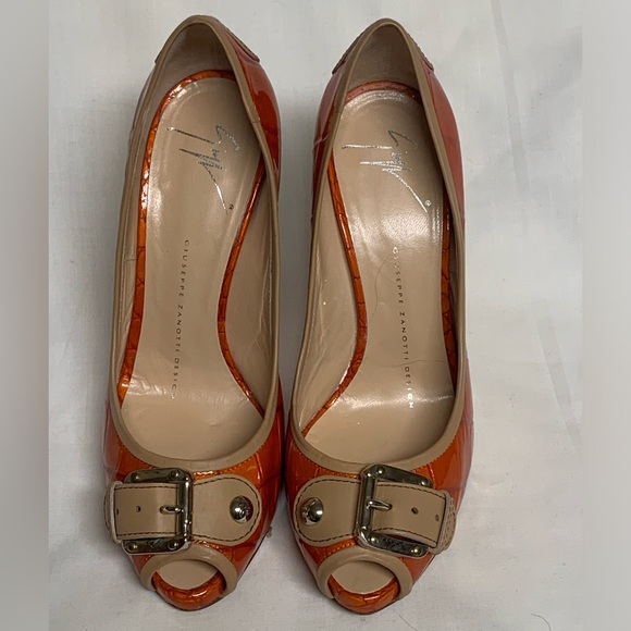 Giuseppe Zanotti Orange and Tan Croc-Embossed Heels Sz 36/6. Price Firm. - Picture 3 of 11